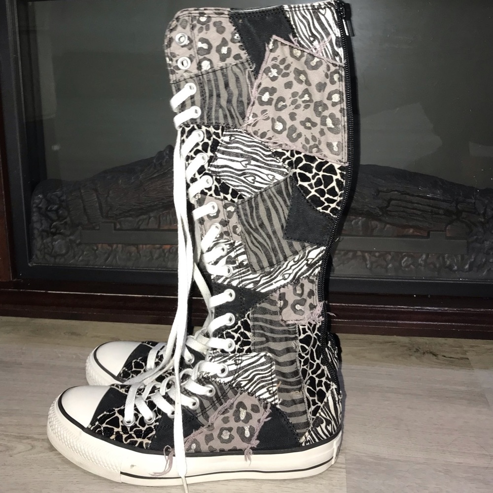 Knee High Converse Animal Print Patches
